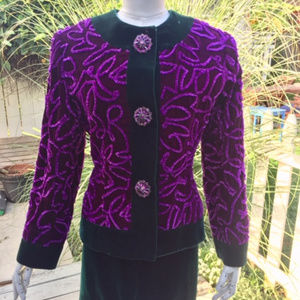 GIVENCHY Vintage Velvet Skirt and Jacket Suit